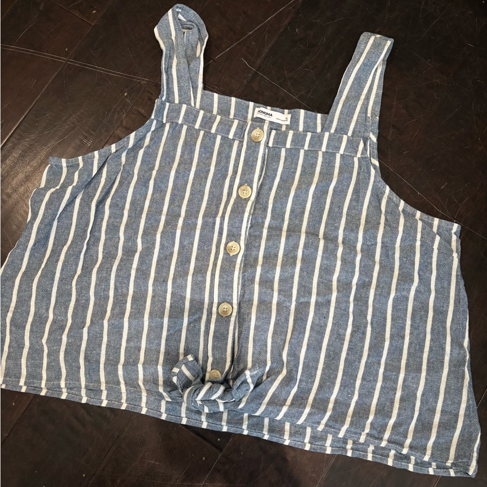 Striped Button-Down Tank Top